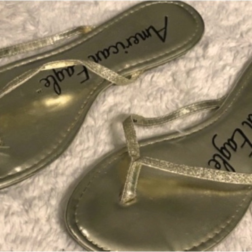 🌻American Eagle Glitter Gold Sandals sz11 (C008)